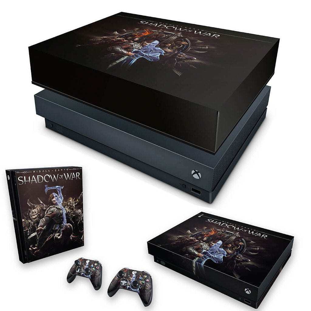 KIT Capa Anti Poeira e Skin Anti-Rage Xbox One X - Shadow of War