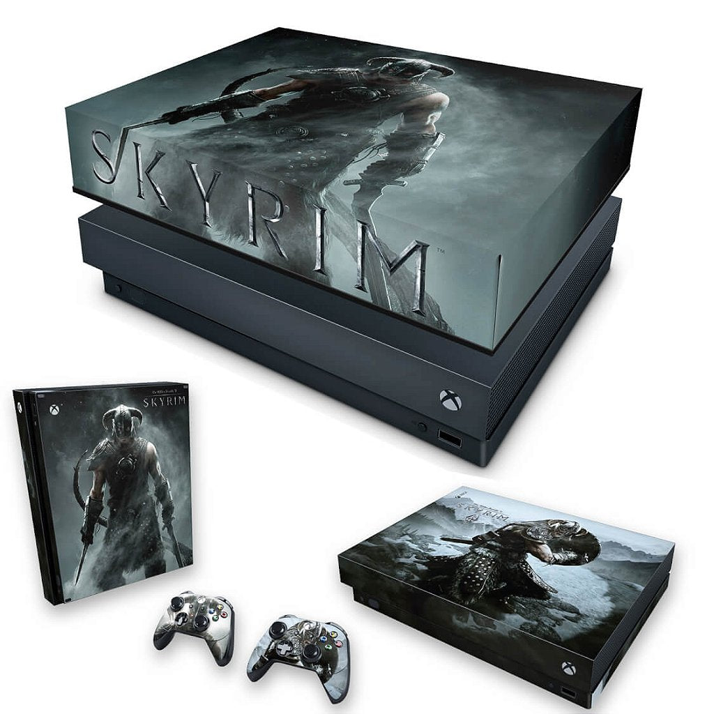 KIT Capa Anti Poeira e Skin Anti-Rage Xbox One X - Skyrim