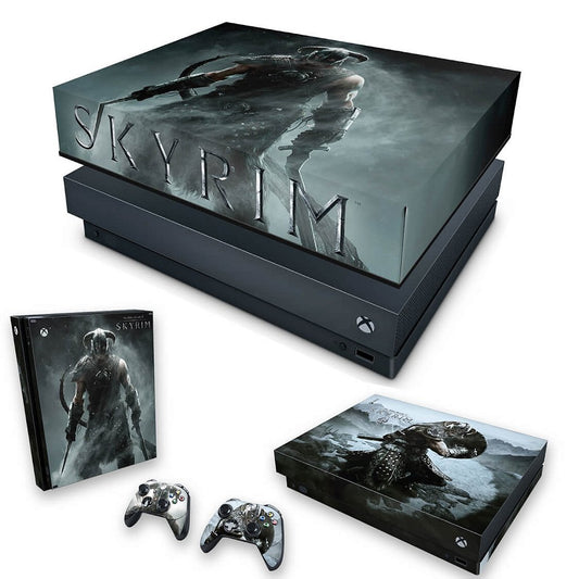 KIT Capa Anti Poeira e Skin Anti-Rage Xbox One X - Skyrim