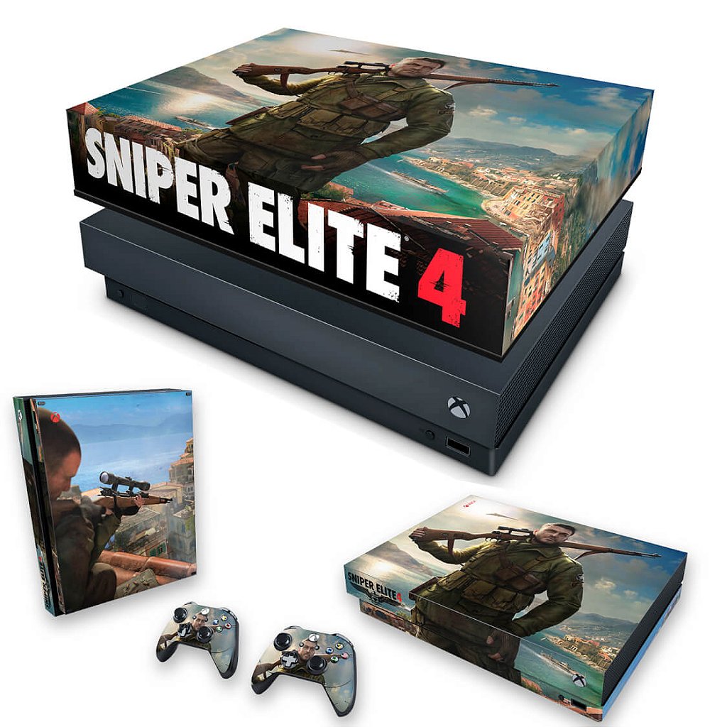 KIT Capa Anti Poeira e Skin Anti-Rage Xbox One X - Sniper Elite 4