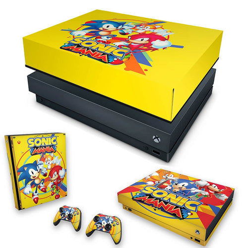KIT Capa Anti Poeira e Skin Anti-Rage Xbox One X - Sonic Mania