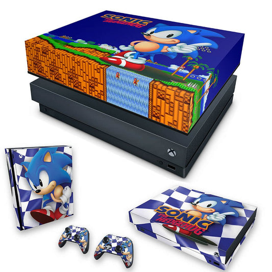 KIT Capa Anti Poeira e Skin Anti-Rage Xbox One X - Sonic The Hedgehog