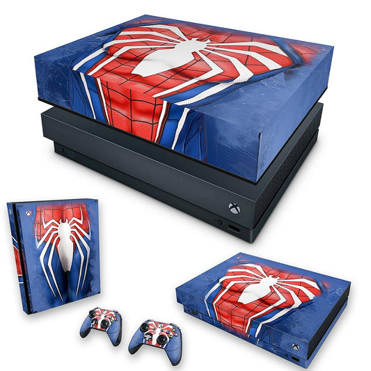KIT Xbox One X Skin Anti-Rage e Capa Anti Poeira - Spider-Man Homem Aranha 2