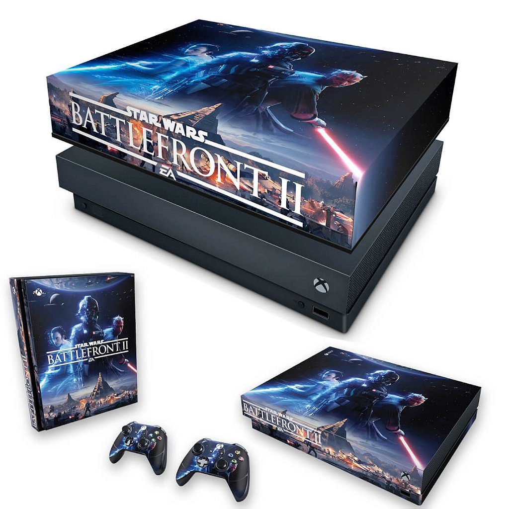KIT Capa Anti Poeira e Skin Anti-Rage Xbox One X - Star Wars - Battlefront 2