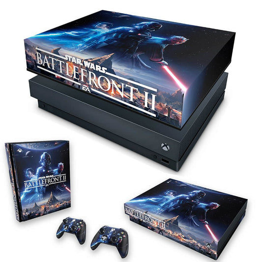 KIT Capa Anti Poeira e Skin Anti-Rage Xbox One X - Star Wars - Battlefront 2