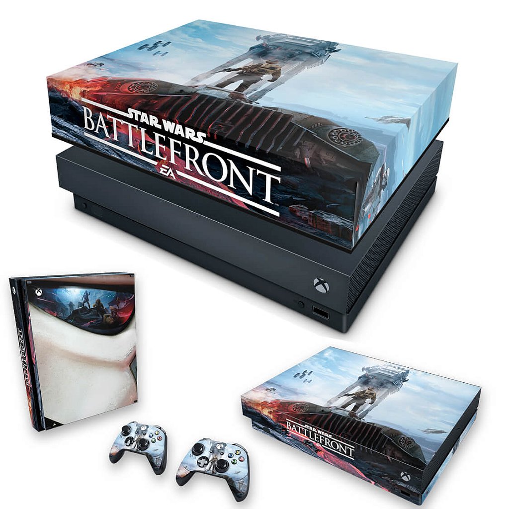 KIT Capa Anti Poeira e Skin Anti-Rage Xbox One X - Star Wars - Battlefront