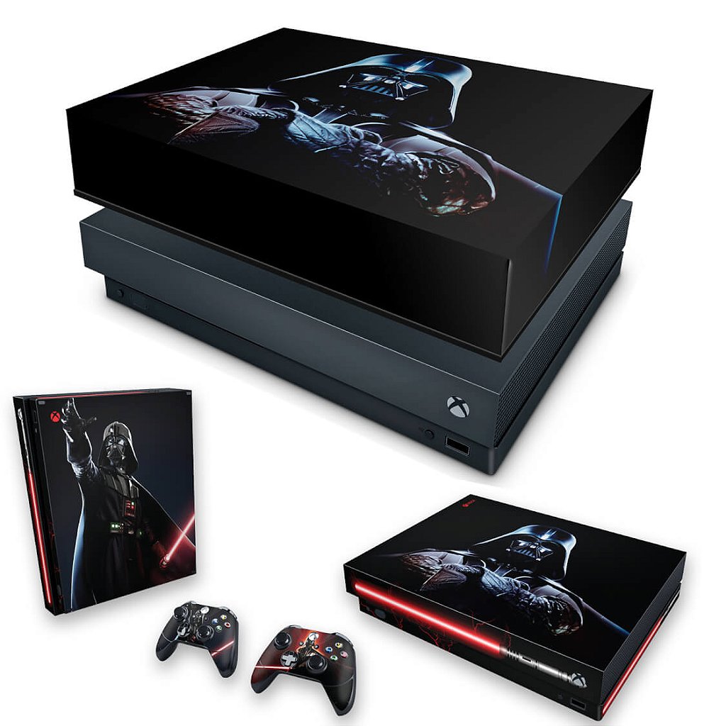 KIT Capa Anti Poeira e Skin Anti-Rage Xbox One X - Star Wars - Darth Vader