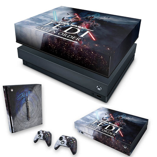 KIT Xbox One X Skin Anti-Rage e Capa Anti Poeira - Star Wars Jedi Fallen Order