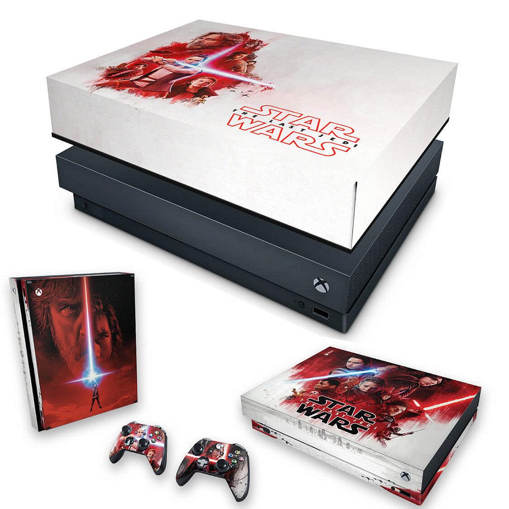 KIT Capa Anti Poeira e Skin Anti-Rage Xbox One X - Star Wars The Last Jedi