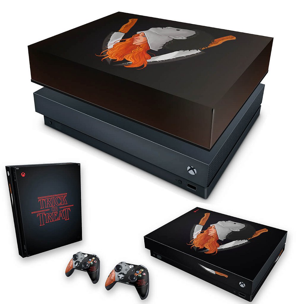 KIT Capa Anti Poeira e Skin Anti-Rage Xbox One X - Stranger Things Max