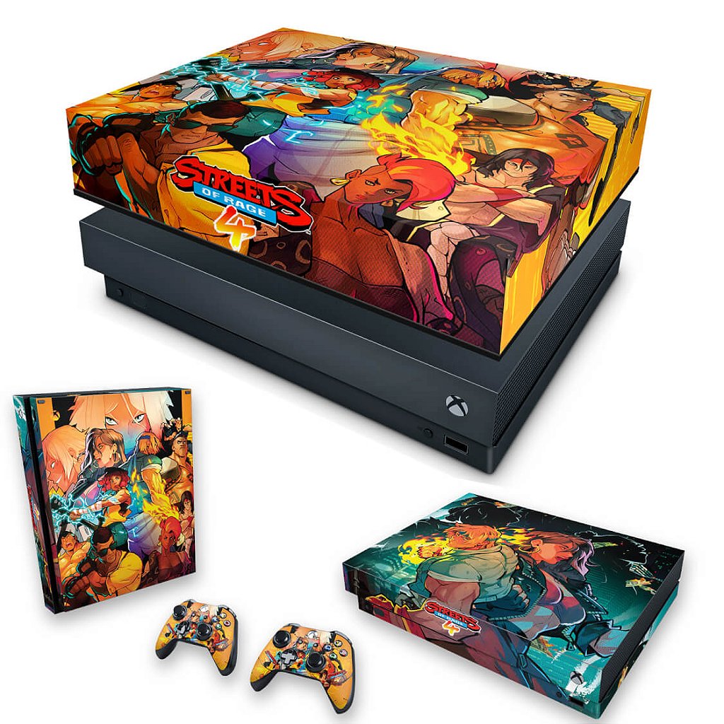 KIT Capa Anti Poeira e Skin Anti-Rage Xbox One X - Streets of Rage 4