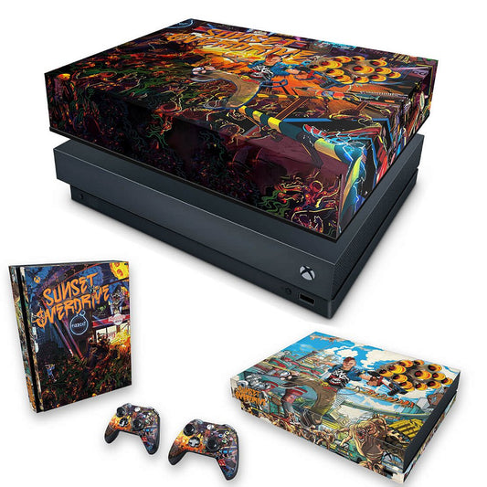 KIT Capa Anti Poeira e Skin Anti-Rage Xbox One X - Sunset Overdrive
