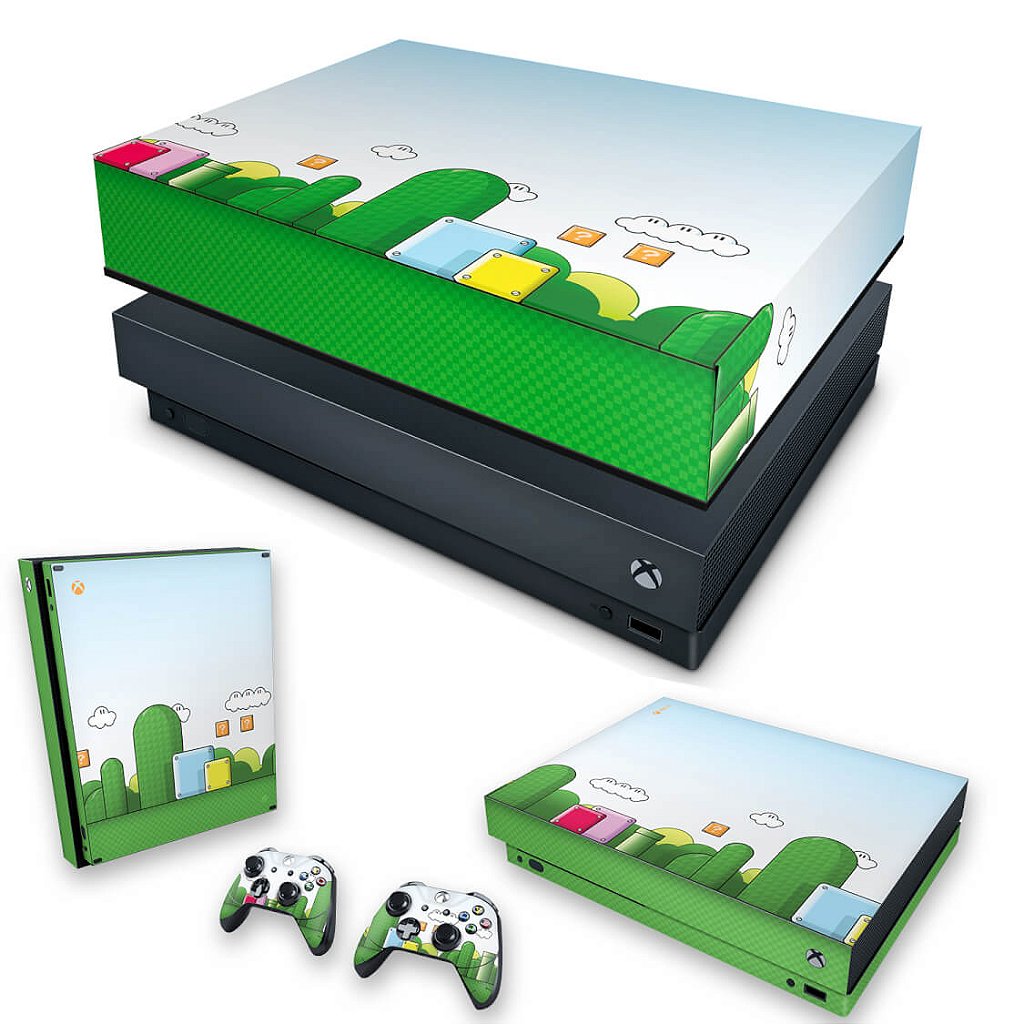 KIT Capa Anti Poeira e Skin Anti-Rage Xbox One X - Super Mario