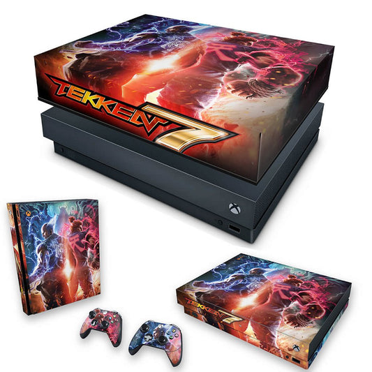 KIT Capa Anti Poeira e Skin Anti-Rage Xbox One X - Tekken 7