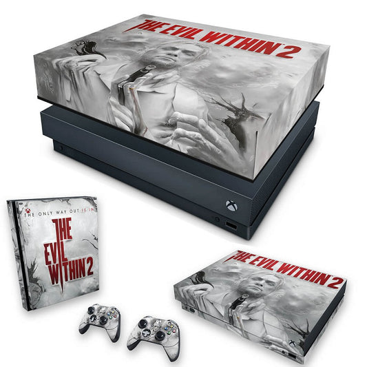 KIT Capa Anti Poeira e Skin Anti-Rage Xbox One X - The Evil Within 2