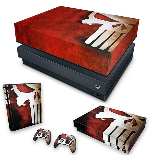 KIT Capa Anti Poeira e Skin Anti-Rage Xbox One X - The Punisher Justiceiro