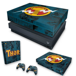 KIT Capa Anti Poeira e Skin Anti-Rage Xbox One X - Thor Comics
