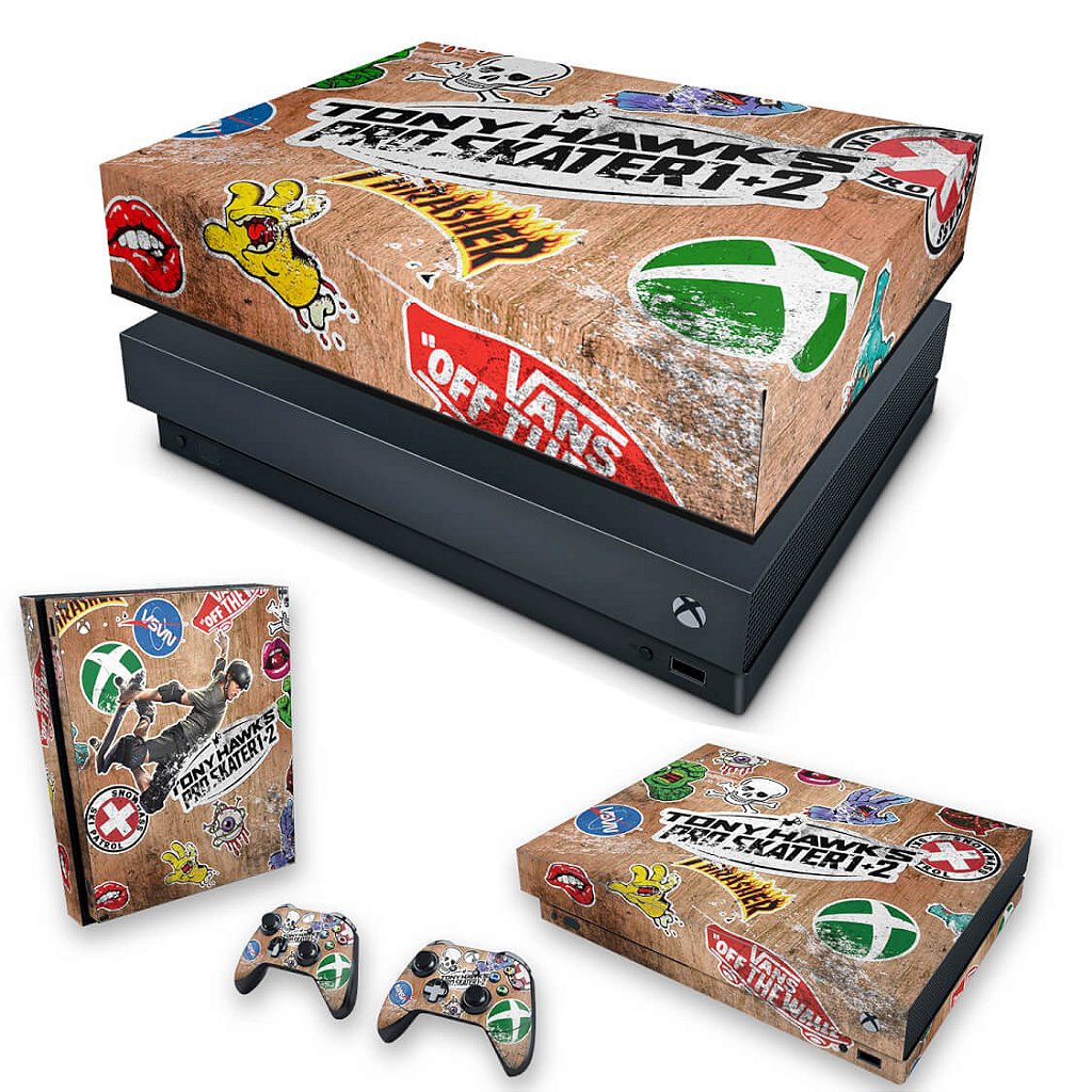 KIT Capa Anti Poeira e Skin Anti-Rage Xbox One X - Tony Hawk's Pro Skater