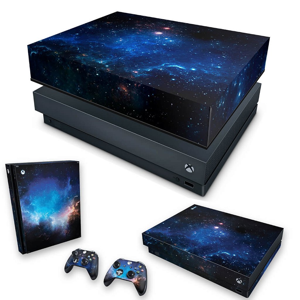 KIT Capa Anti Poeira e Skin Anti-Rage Xbox One X - Universo Cosmos