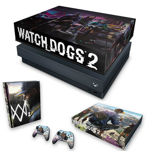 KIT Capa Anti Poeira e Skin Anti-Rage Xbox One X - Watch Dogs 2