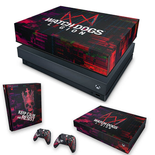 KIT Xbox One X Skin Anti-Rage e Capa Anti Poeira - Watch Dogs Legion