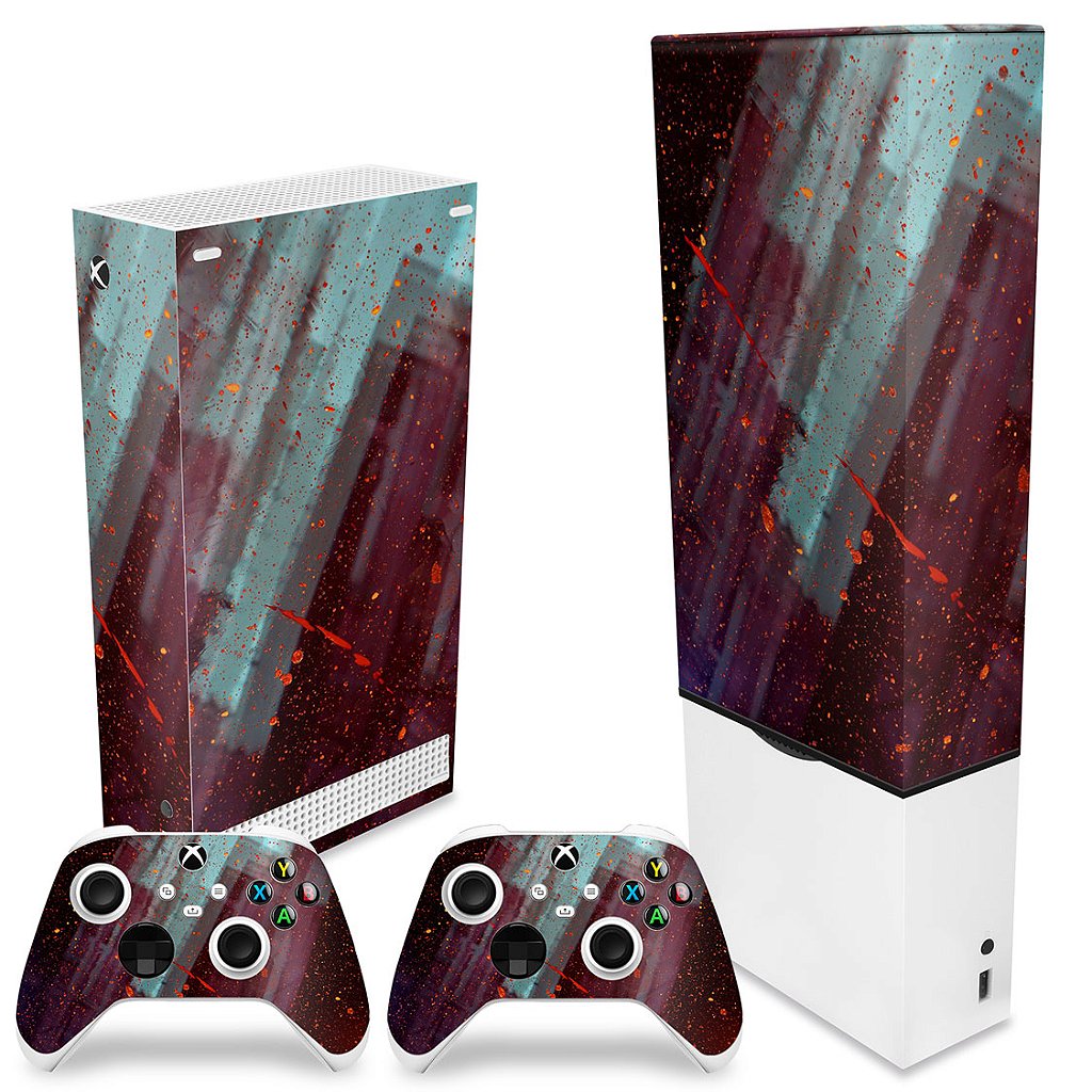 KIT Capa Anti Poeira e Skin Anti-Rage Xbox Series S Vertical - Abstrato #100 - Pop Arte Skins - foto 2