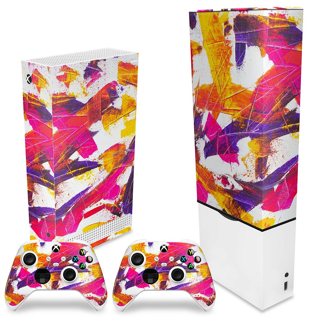 KIT Capa Anti Poeira e Skin Anti-Rage Xbox Series S Vertical - Abstrato #103 - Pop Arte Skins - foto 2