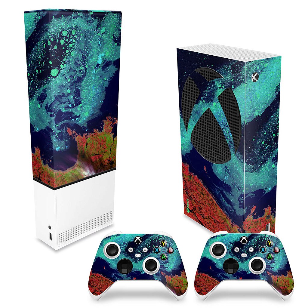 KIT Xbox Series S Capa Anti Poeira e Skin Anti-Rage Vertical - Abstrato #105