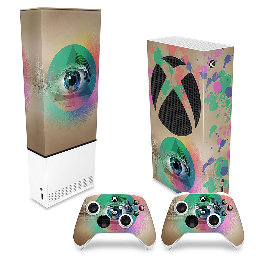 KIT Capa Anti Poeira e Skin Anti-Rage Xbox Series S Vertical - Abstrato #89