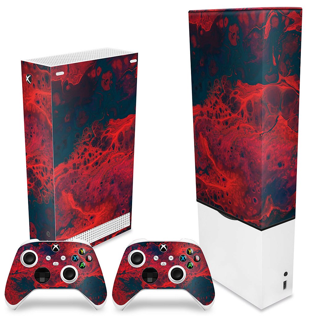 KIT Capa Anti Poeira e Skin Anti-Rage Xbox Series S Vertical - Abstrato #98 - Pop Arte Skins - foto 2