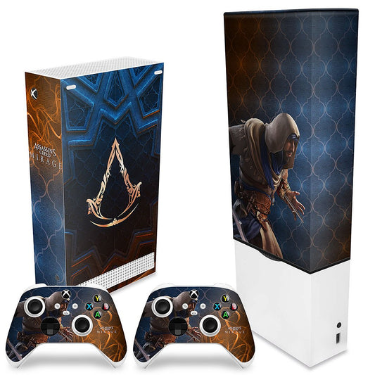 KIT Xbox Series S Capa Anti Poeira e Skin Anti-Rage Vertical - Assassin's Creed Mirage