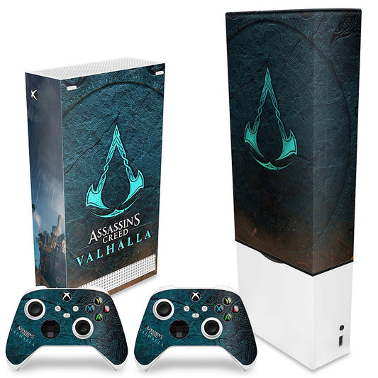 KIT Xbox Series S Capa Anti Poeira e Skin Anti-Rage Vertical - Assassin's Creed Valhalla