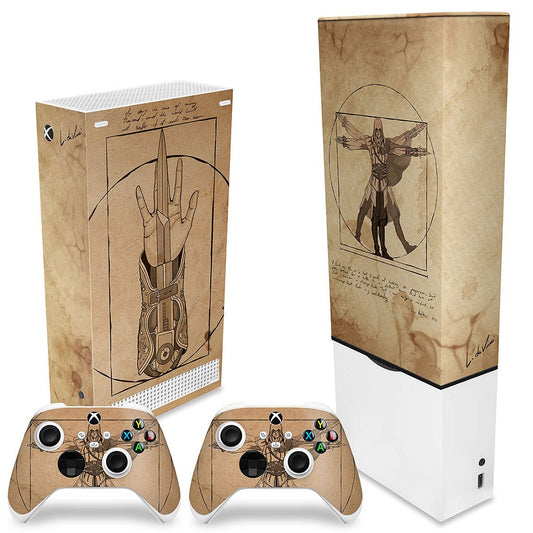 KIT Xbox Series S Capa Anti Poeira e Skin Anti-Rage Vertical - Assassin’S Creed Vitruviano