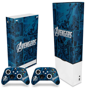 KIT Capa Anti Poeira e Skin Anti-Rage Xbox Series S Vertical - Avengers Vingadores Comics - Pop Arte Skins - foto 2