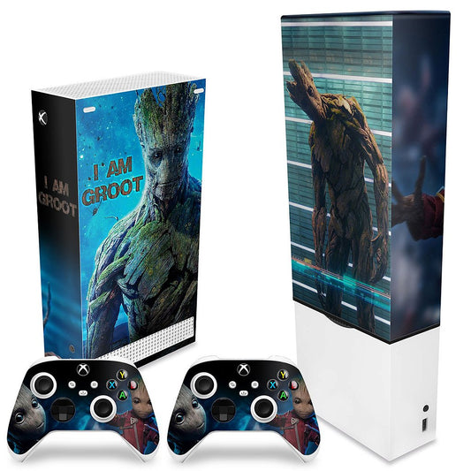 KIT Xbox Series S Capa Anti Poeira e Skin Anti-Rage Vertical - Baby Groot