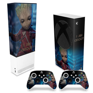KIT Capa Anti Poeira e Skin Anti-Rage Xbox Series S Vertical - Baby Groot