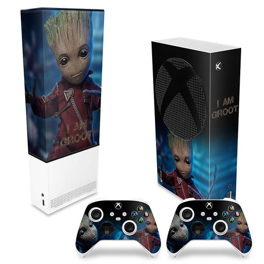 KIT Xbox Series S Capa Anti Poeira e Skin Anti-Rage Vertical - Baby Groot