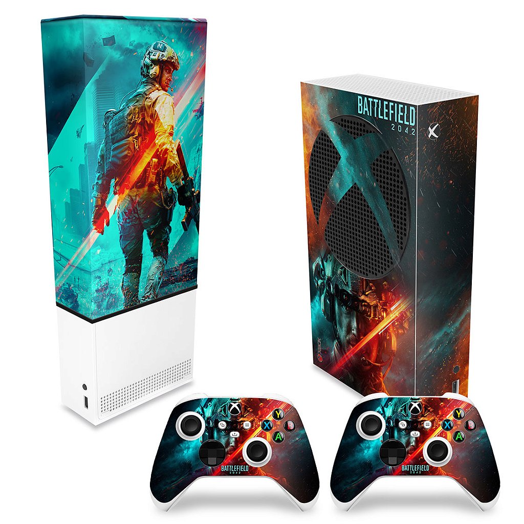 KIT Capa Anti Poeira e Skin Anti-Rage Xbox Series S Vertical - Battlefield 2042