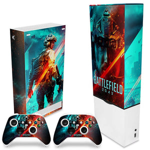 KIT Capa Anti Poeira e Skin Anti-Rage Xbox Series S Vertical - Battlefield 2042 - Pop Arte Skins - foto 2