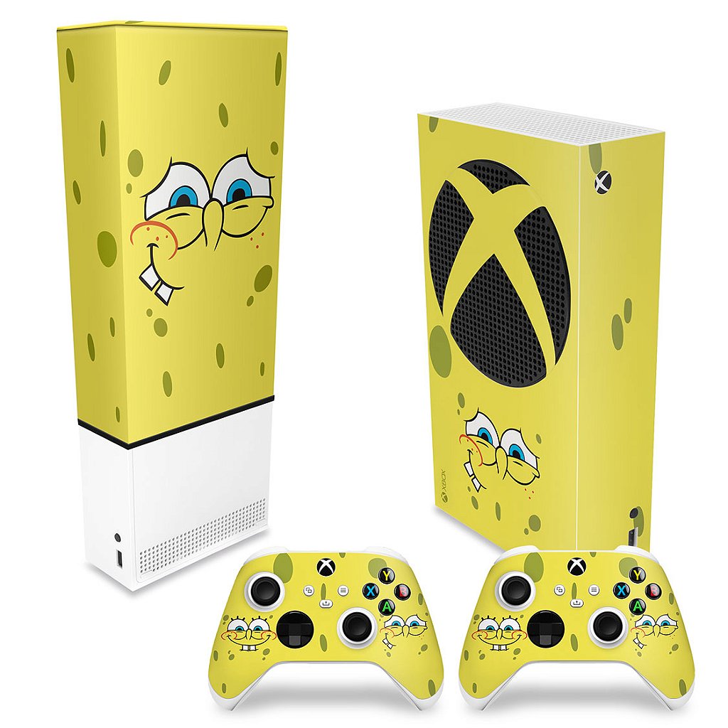 KIT Capa Anti Poeira e Skin Anti-Rage Xbox Series S Vertical - Bob Esponja