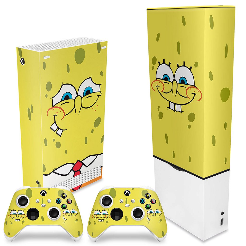 KIT Capa Anti Poeira e Skin Anti-Rage Xbox Series S Vertical - Bob Esponja - Pop Arte Skins - foto 2
