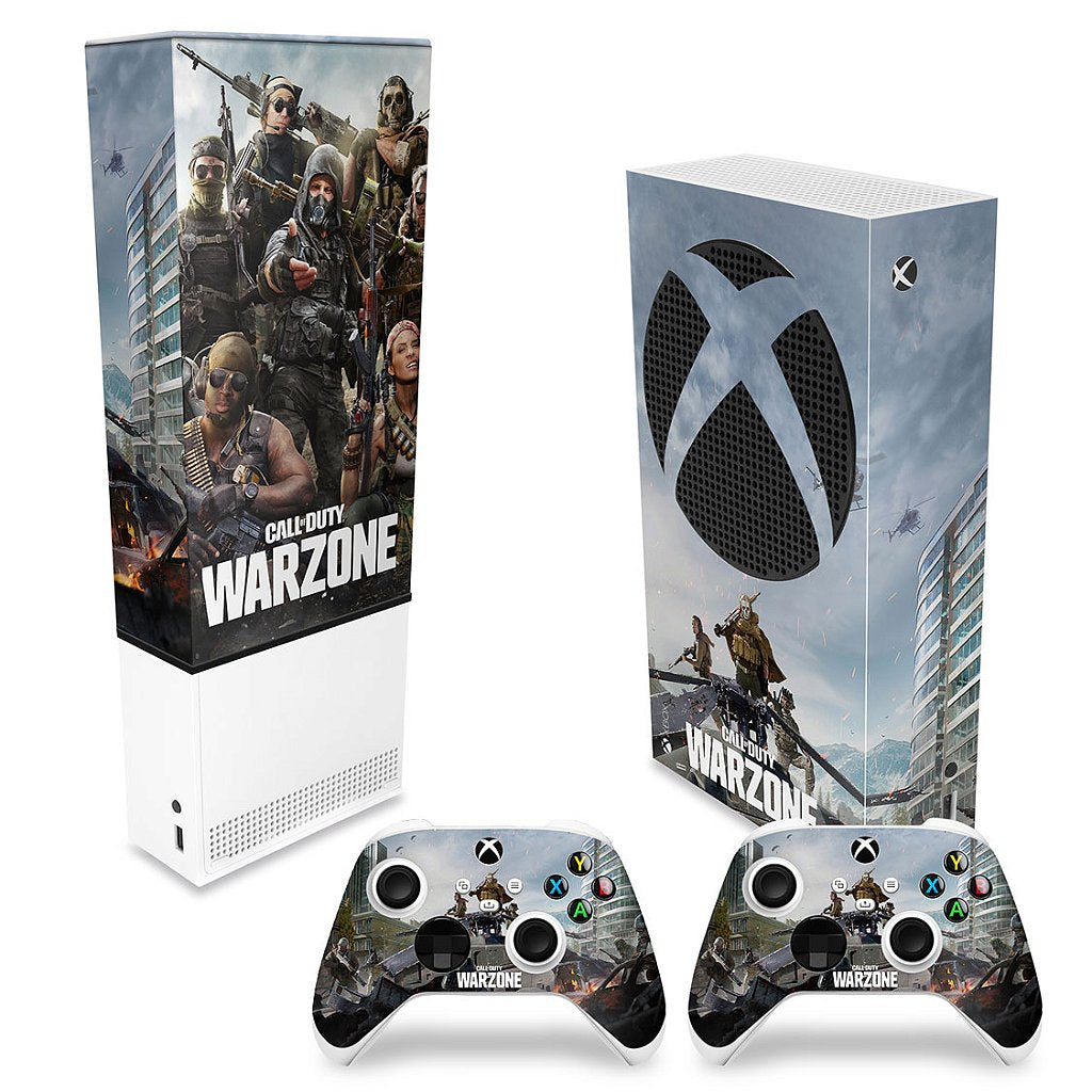 KIT Capa Anti Poeira e Skin Anti-Rage Xbox Series S Vertical - Call of Duty Warzone