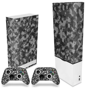 KIT Capa Anti Poeira e Skin Anti-Rage Xbox Series S Vertical - Camuflado Cinza - Pop Arte Skins - foto 2