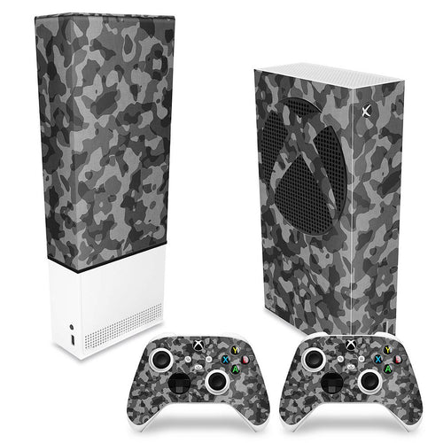 KIT Capa Anti Poeira e Skin Anti-Rage Xbox Series S Vertical - Camuflado Cinza