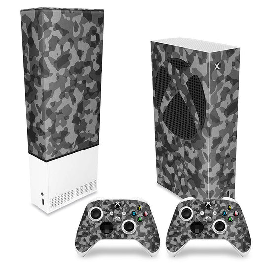 KIT Xbox Series S Capa Anti Poeira e Skin Anti-Rage Vertical - Camuflado Cinza