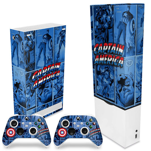 KIT Xbox Series S Capa Anti Poeira e Skin Anti-Rage Vertical - Capitão América Comics