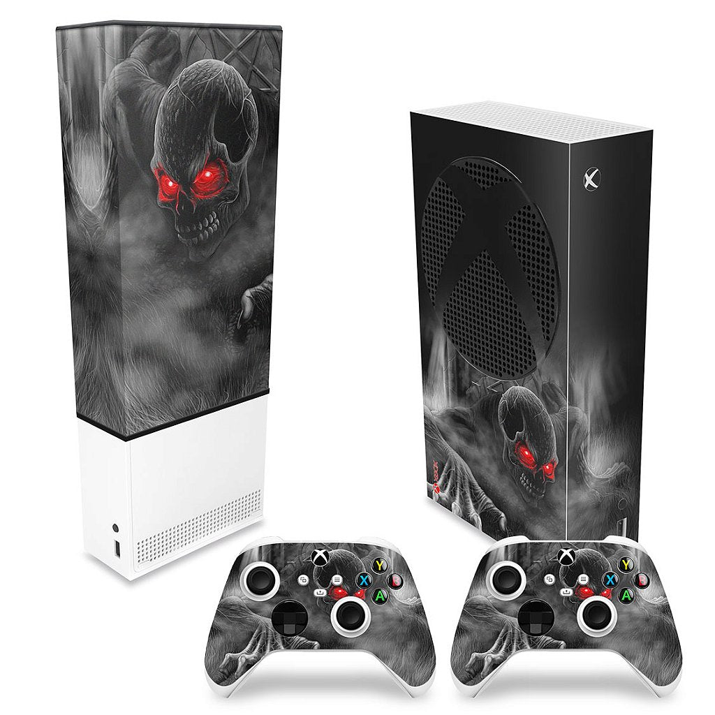 KIT Xbox Series S Capa Anti Poeira e Skin Anti-Rage Vertical - Caveira Skull