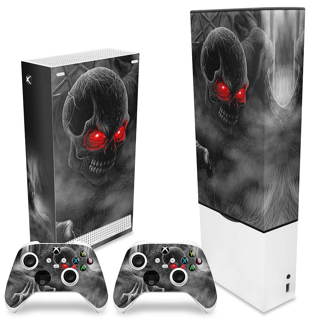 KIT Capa Anti Poeira e Skin Anti-Rage Xbox Series S Vertical - Caveira Skull - Pop Arte Skins - foto 2