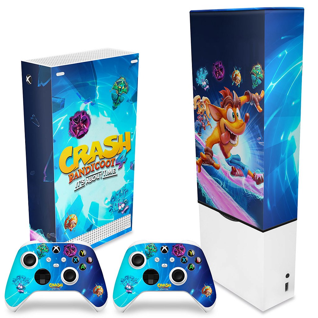 KIT Capa Anti Poeira e Skin Anti-Rage Xbox Series S Vertical - Crash Bandicoot 4 - Pop Arte Skins - foto 2