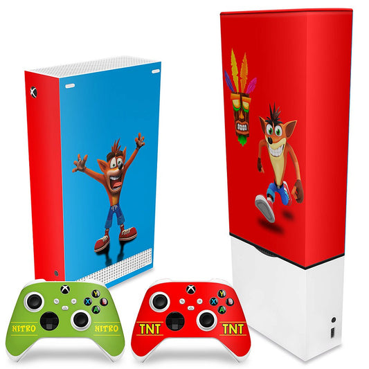 KIT Xbox Series S Capa Anti Poeira e Skin Anti-Rage Vertical - Crash Bandicoot